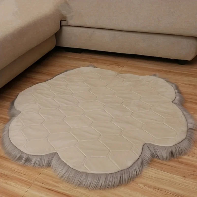 Cute Cat Paw Floor Carpet - Soft Long Plush Decorative Mat for Living Room & Bedroom