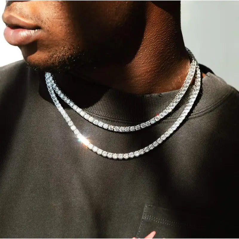 Men's and Women's Iced Out Tennis Chain Necklace Bracelet Set – Hip-Hop Jewelry