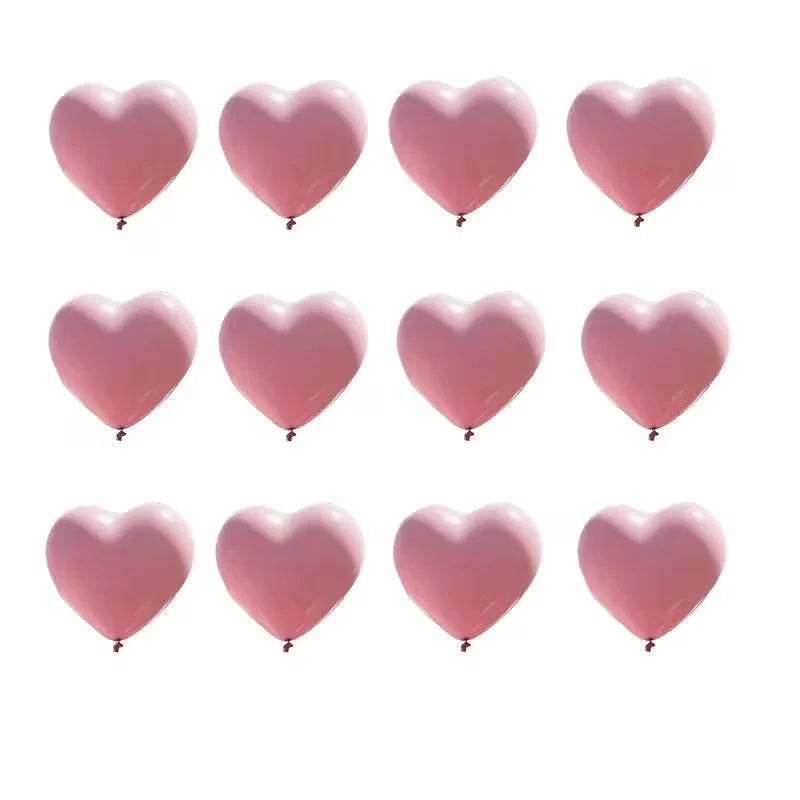 30 Pink Heart-Shaped Latex Balloons for Valentine's Day Wedding Festival Decor