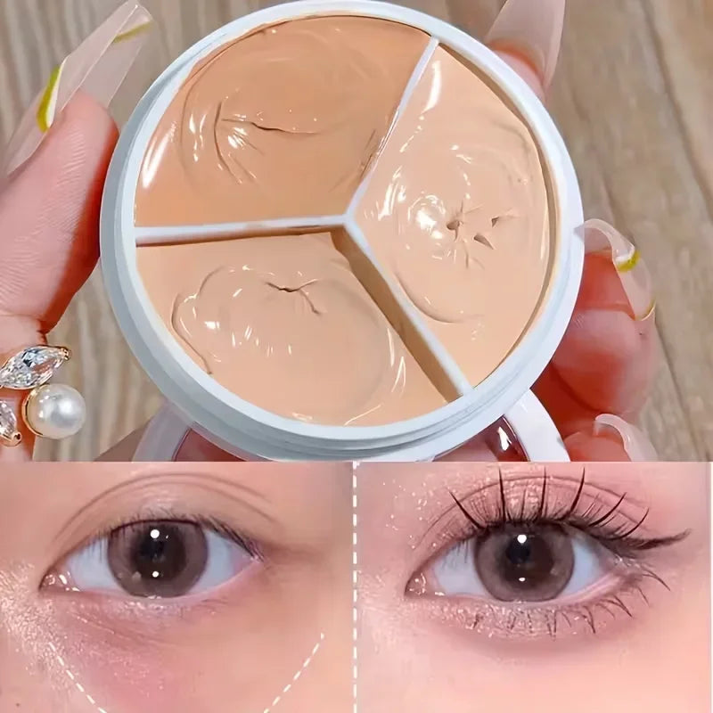 3-Color Waterproof Concealer Palette - Long-Lasting Acne & Dark Circles Cover