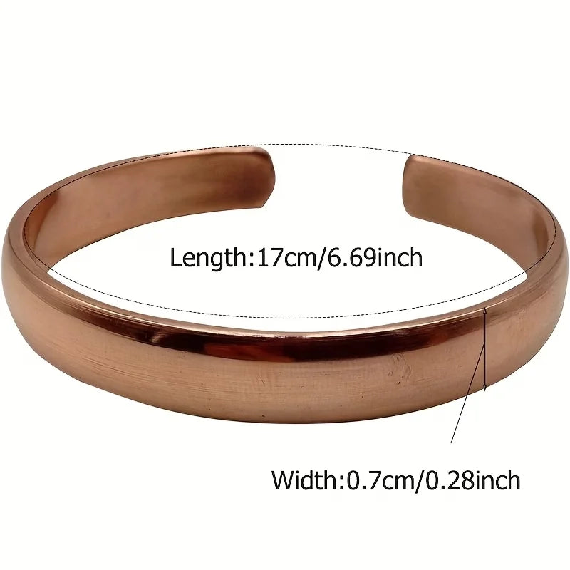Retro Copper Cuff Bracelet for Women Punk Solid Jewelry Gift