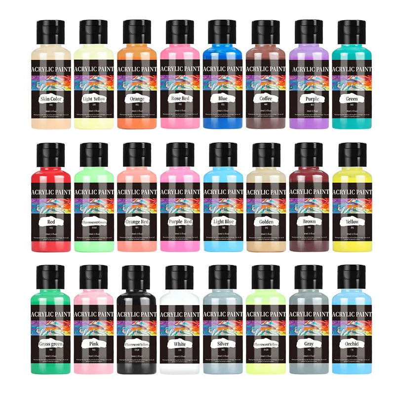 Acrylic Paint Set for Leather & Crafts - 24 Colors, Waterproof & Durable