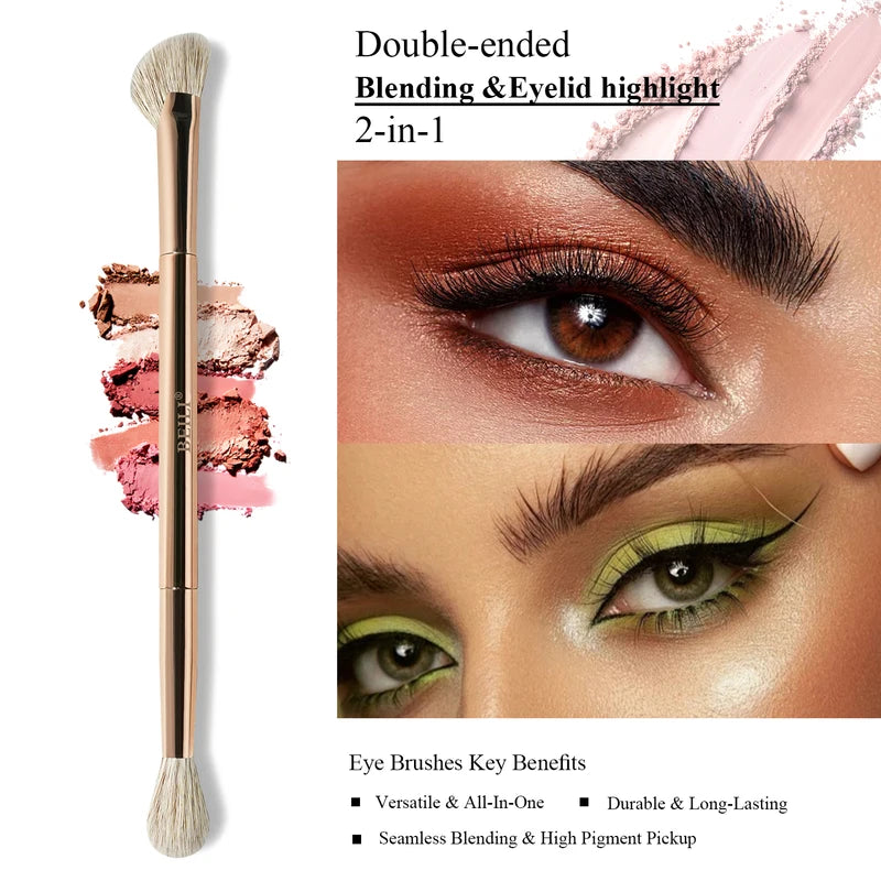 Double-Sided Makeup Brush Set for Foundation, Blush, Contour & Eye Shadow