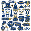 36PCS Happy Birthday Photo Booth Props Set with Shimmer Powder & Fun Glasses - DIY Party Accessories
