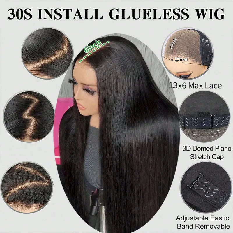 40 Inch Brazilian Human Hair Lace Front Wig HD Transparent Lace Glueless Full Frontal 250% Density