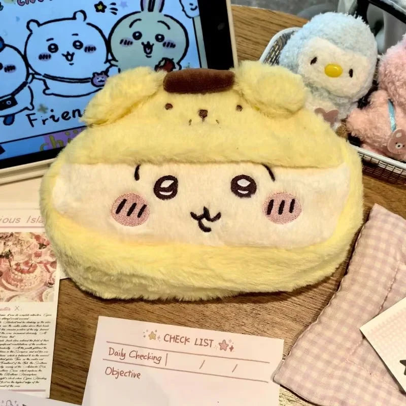 Cute Anime Plush Pen Case for Stationery Storage - Large Fluffy Cartoon Design