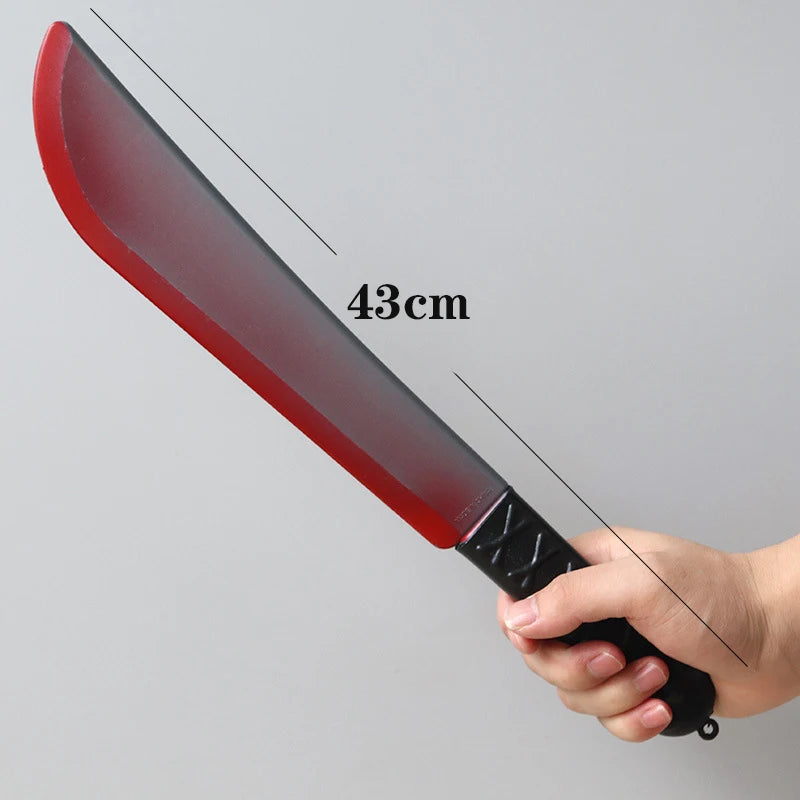 Halloween Bloody Toy Knife Prop for DIY Party Decorations Curved Plastic Knife