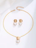 Heart Shaped Pearl Jewelry Set for Women - Earrings and Necklace