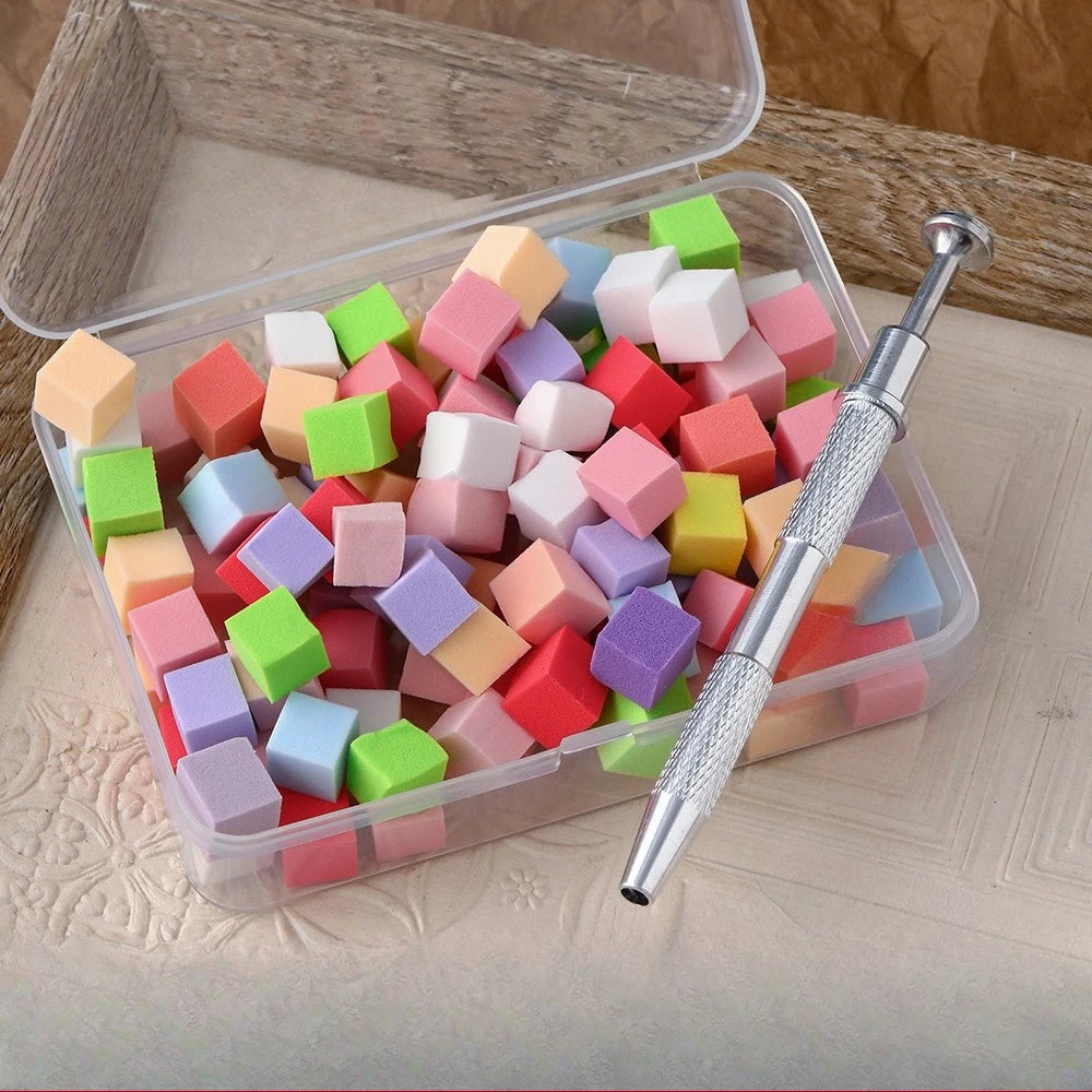 100pcs Nail Art Sponge Brushes Set with Gripper for Manicure & Glitter Polish