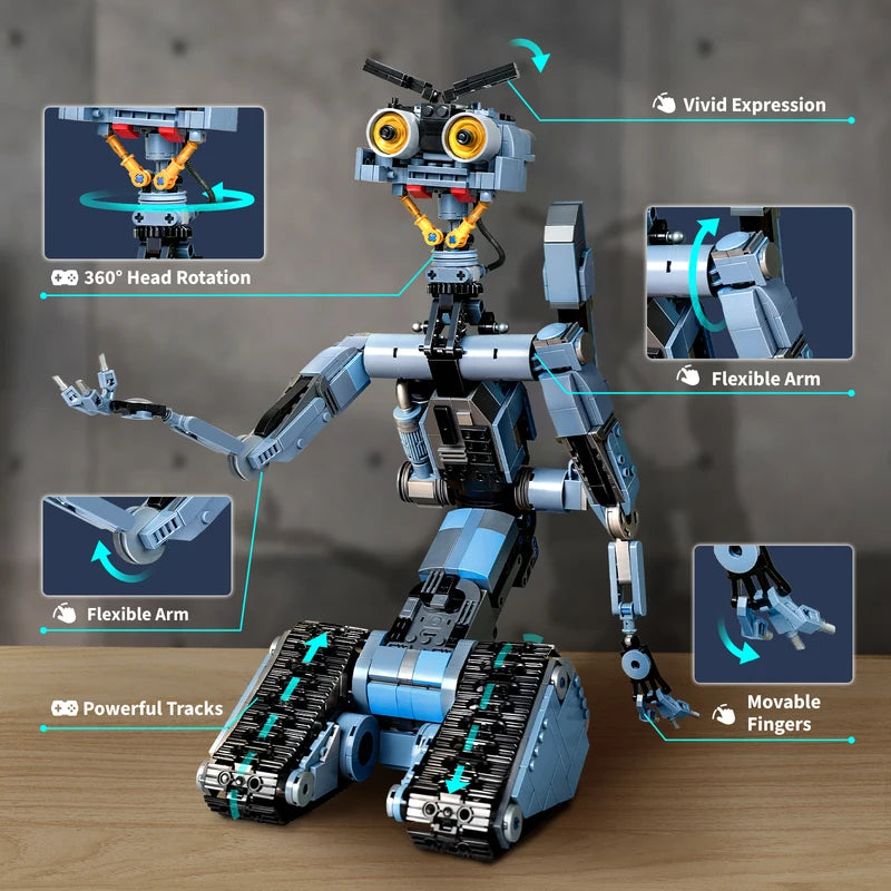 1176 Pieces Johnny 5 Robot Building Blocks Set - Creative Model for Fans