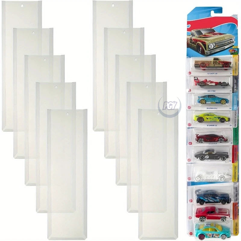 10pcs Wall-Mounted Car Display Case Organizer Space-Saving Garage Transparent Bubble Compartments Toy Storage Rack