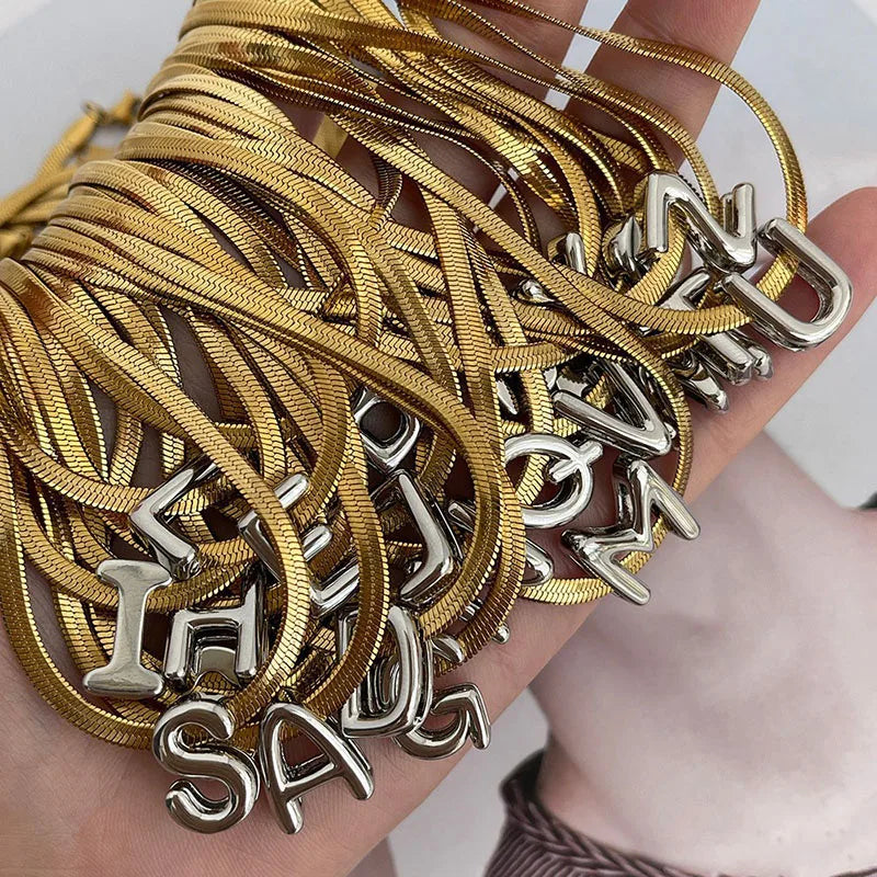 Simple Stainless Steel Letter Necklace for Women - Luxury Waterproof DIY Jewelry