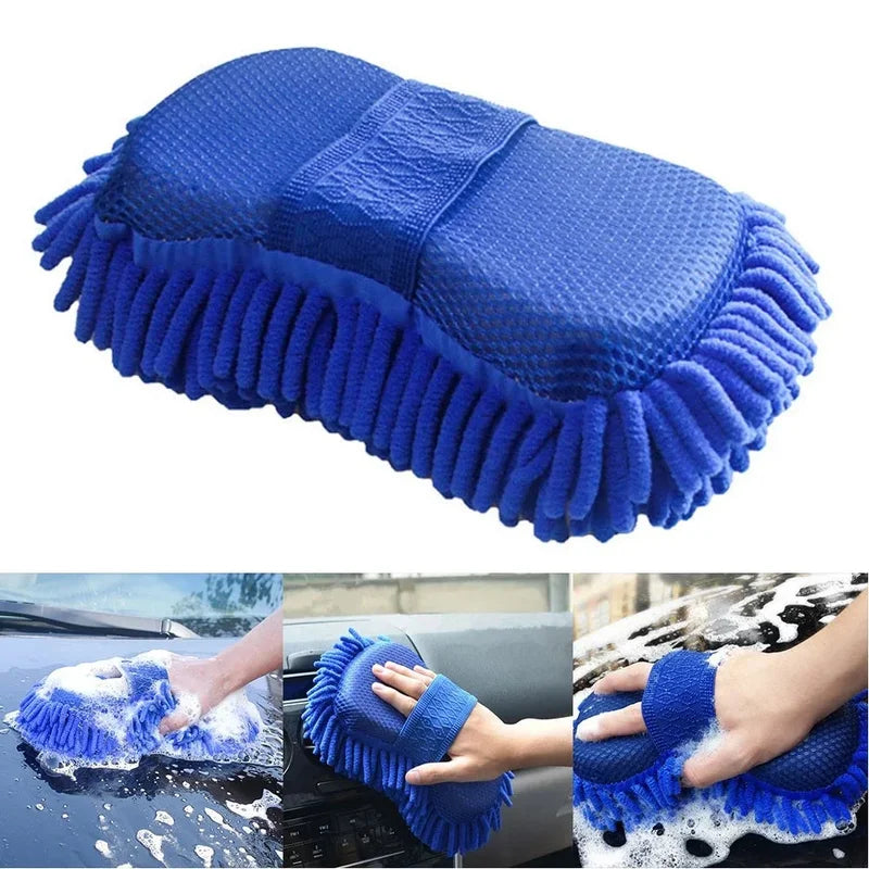 Microfiber Car Cleaning Sponge Brush Kit for Dusting and Polishing - Scratch-Free