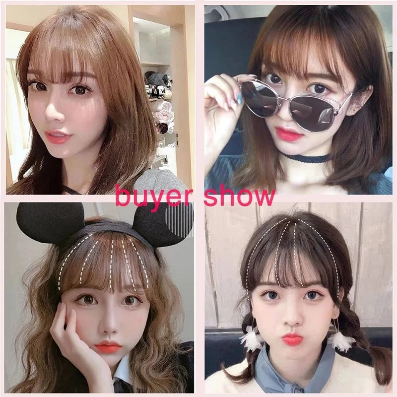 Invisible Air Bangs Hair Extension Front Fringes for Women - Black & Brown