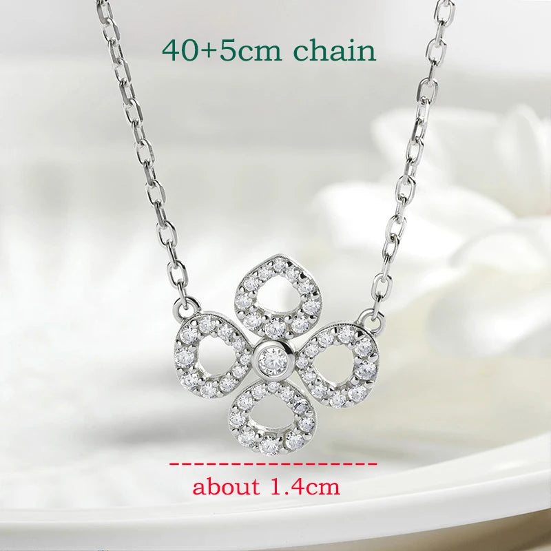 Moissanite Pendant Necklace for Women, Sterling Silver & 18k Gold Plated, Sparkling Gift