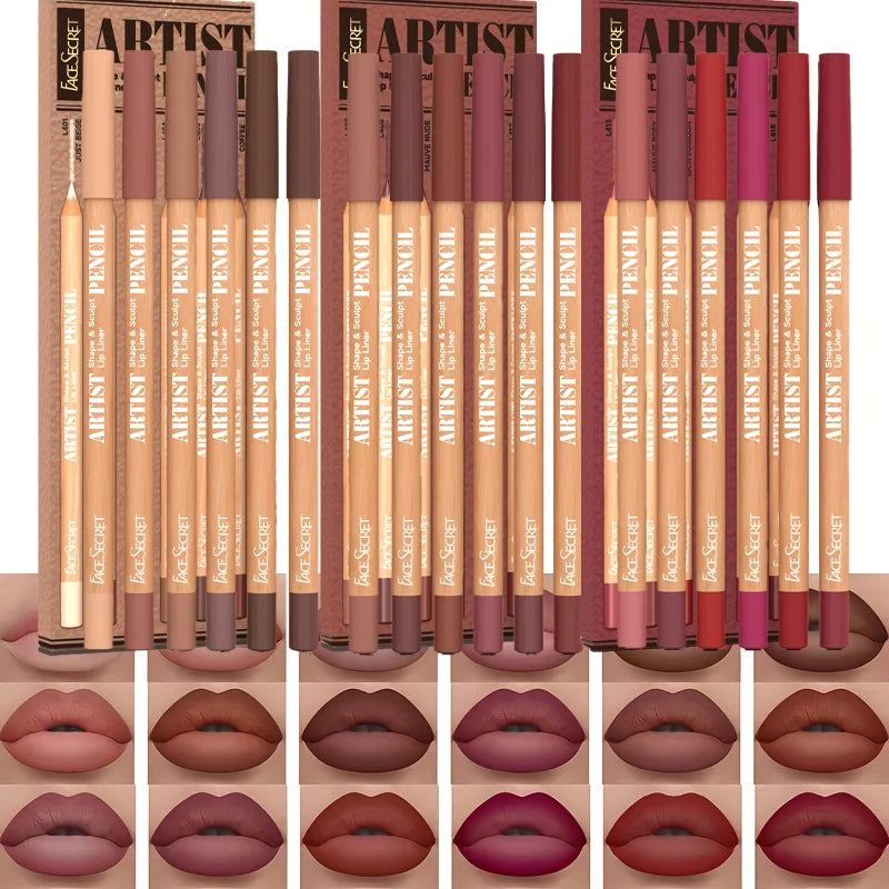 Velvet Matte Lip Liner Set - Long-Lasting, Non-Drying, Perfect for Lip Lining & Filling
