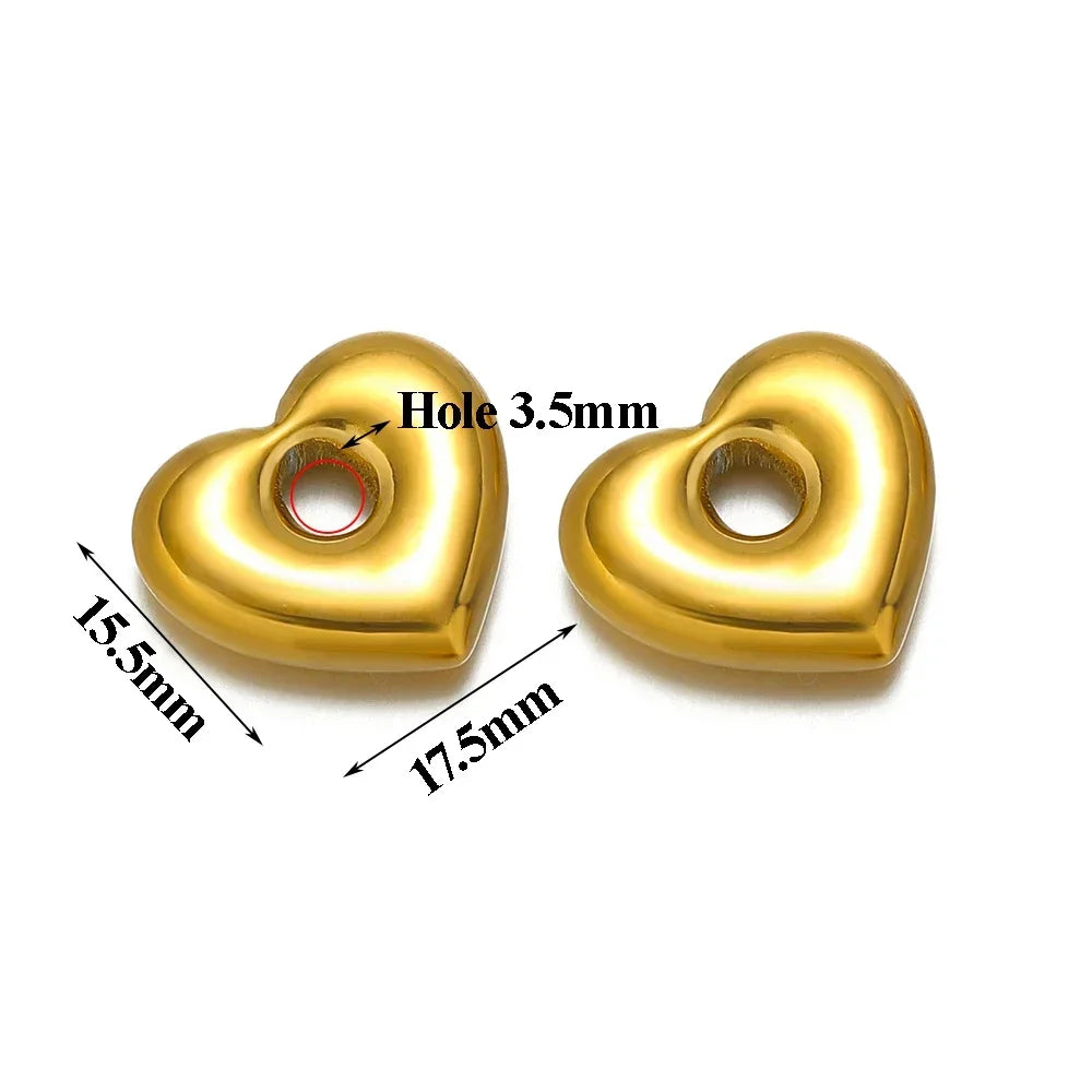 5pcs Stainless Steel 18K Gold Color Heart Pendant for DIY Jewelry Making