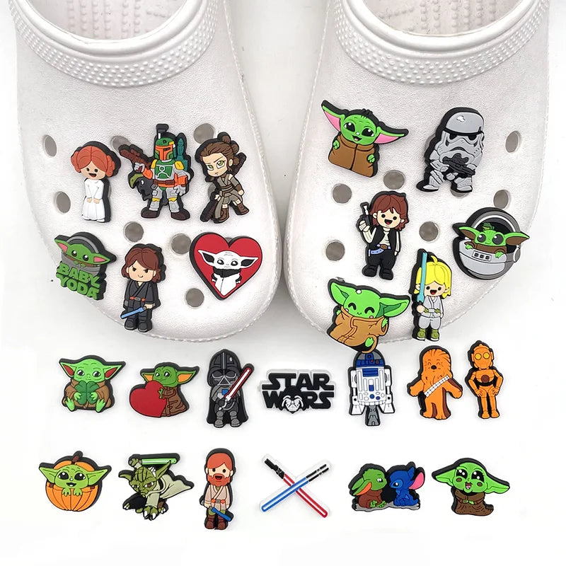 25pcs Anime Star Wars Cartoon Sandal Charms PVC Shoe Buckle Accessories