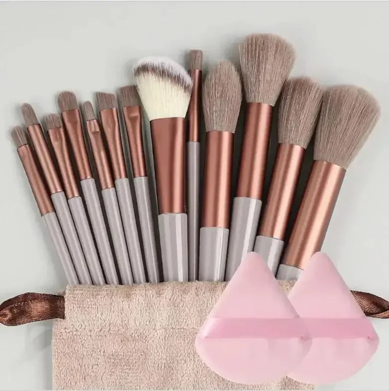 Professional Makeup Brush Set with Fluffy Kabuki & Blending Brushes for Face & Eyes