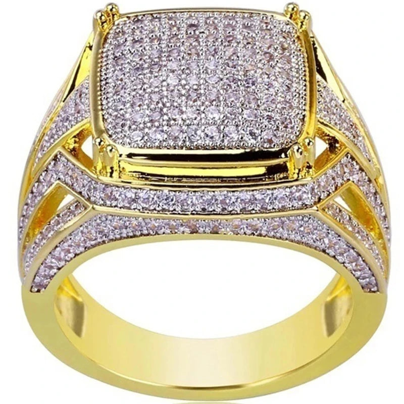 Trendy Crystal Inlaid Women Men Ring Jewelry - Business & Fashion Style
