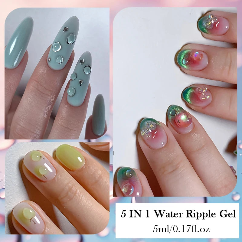 5-in-1 Clear Water Ripple Gel Polish Top Coat for Nails - Long Lasting
