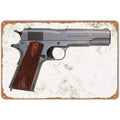 Retro Pistol Metal Sign Wall Decor Indoor Outdoor Man Cave Cafe Bar Garden