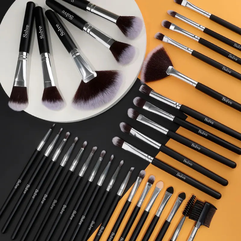 Makeup Brush Set with 32 Cosmetic Tools for Powder, Eye Shadow, Foundation & Blush