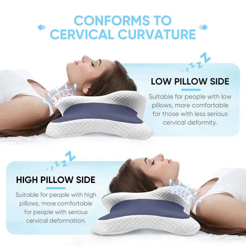 Memory Foam Cervical Pillow for Neck Pain Relief - Ergonomic Support for Side Back Stomach Sleepers
