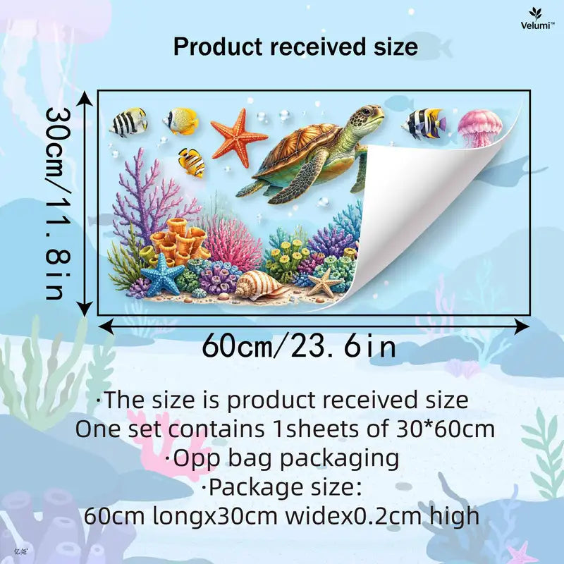 Underwater Sea Turtle Wall Sticker - Waterproof Decor for Bathroom & Kids Room