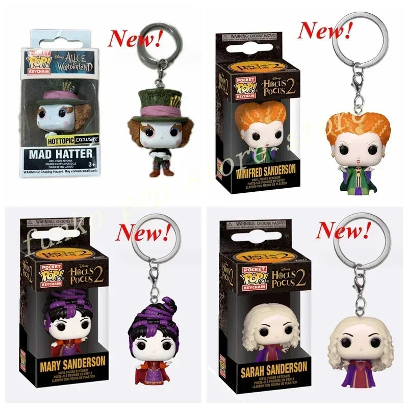 Action Figure Keychain Disney Mad Hatter Winifred Sanderson Set - Multiple Colors