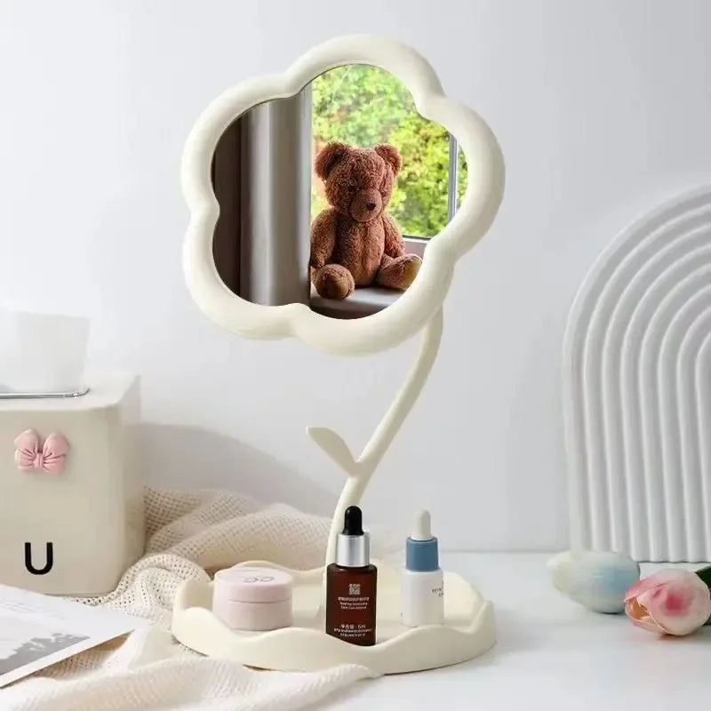 Creative Desktop Flower Mirror for Dorm Room Vanity Home Decor