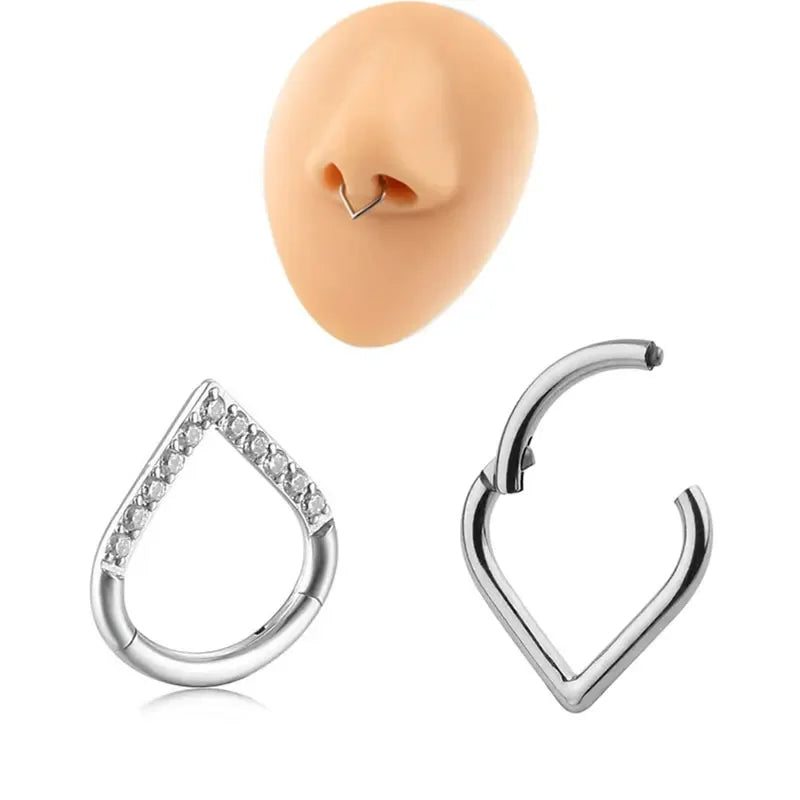 Implant Grade Titanium Nose & Septum Ring with Teardrop & Pillow Design