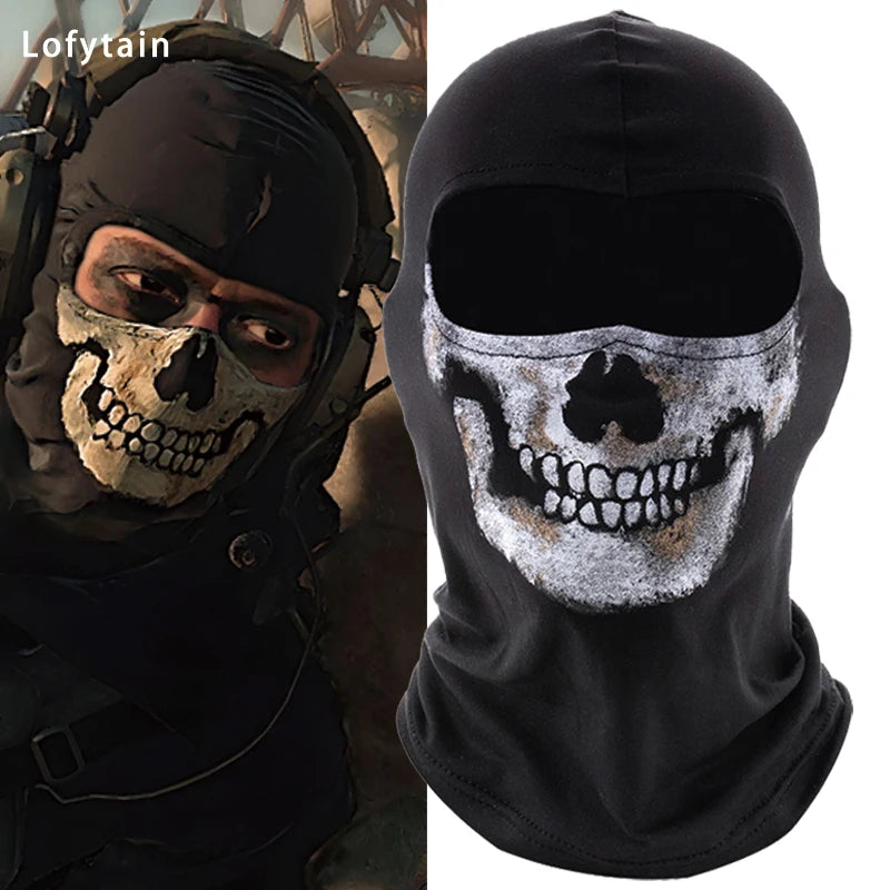 Ghost Skull Balaclava Face Mask for Cosplay & Gaming - Elastic Spandex, Mesh Eye Cover