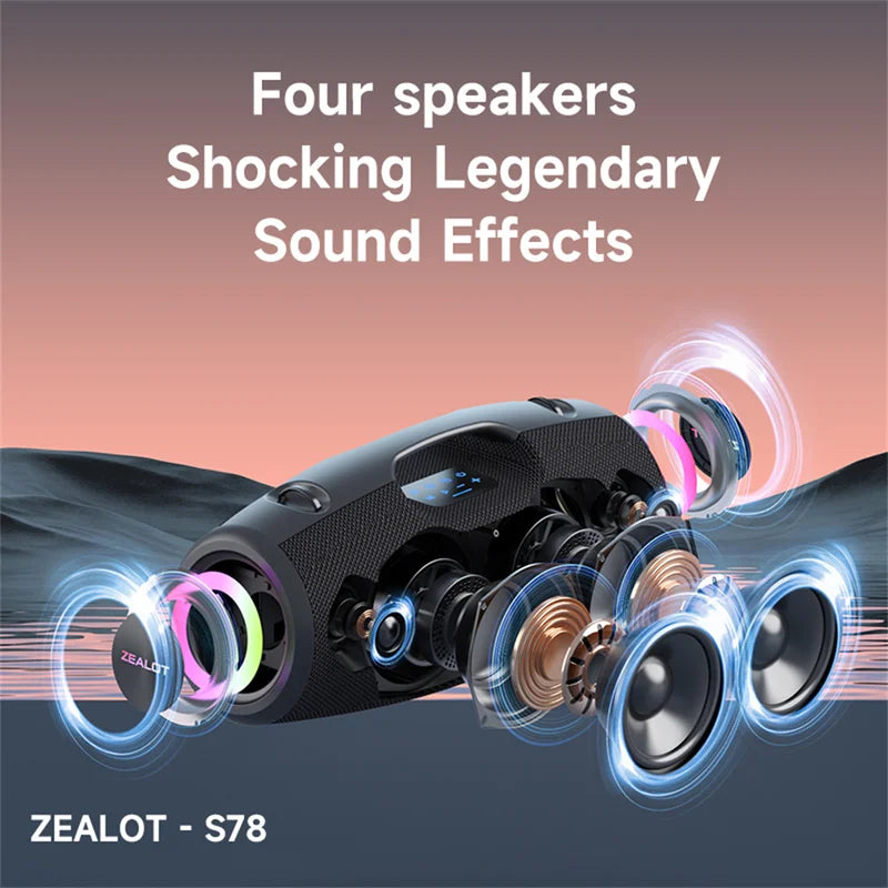120W Bluetooth Portable Speaker with Deep Bass, Waterproof, 50H Playtime