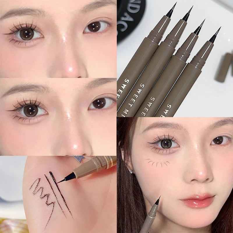 Waterproof Liquid Eyeliner & Eyebrow Pencil Set - Long-Lasting, Quick Dry, Smudge-Proof Cosmetics