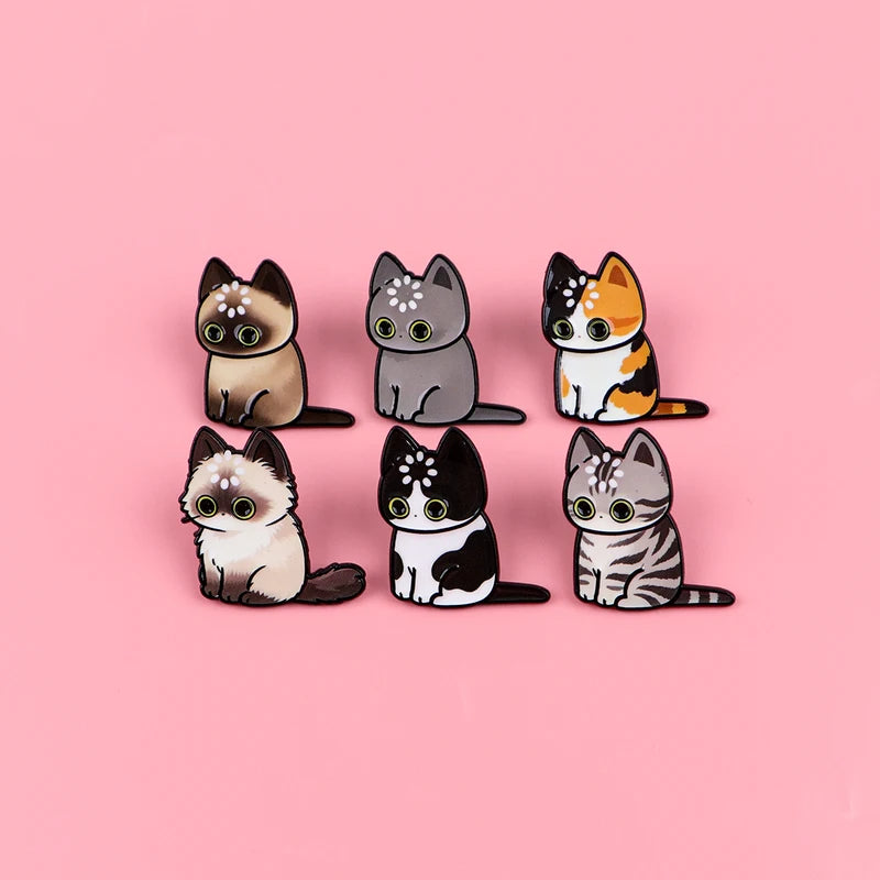 Cute Cat Enamel Pins Kawaii Loading Cat Brooches for Backpack Jeans Hat Animal Jewelry Gift