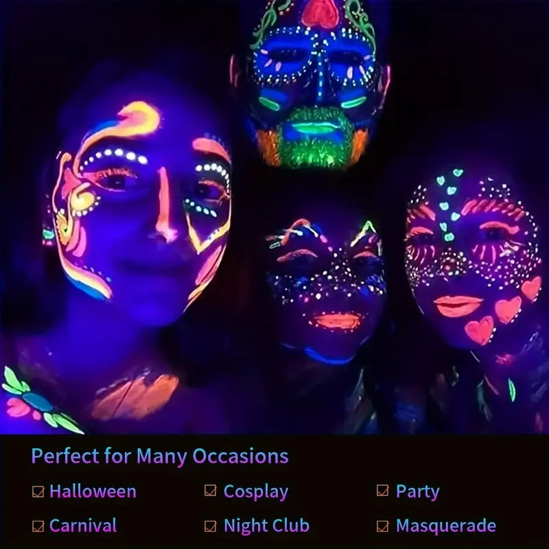 UV Neon Face Painting Crayons Set for Kids - Glow in the Dark Makeup, 12 Colors