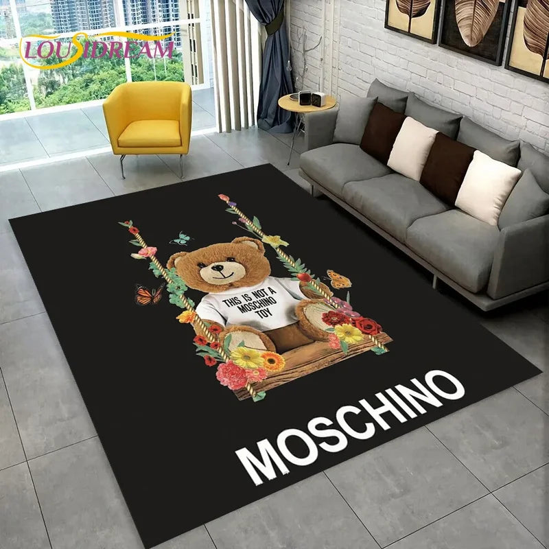 3D Cartoon Toy Bear Area Rug for Living Room and Bedroom - Non-Slip Carpet