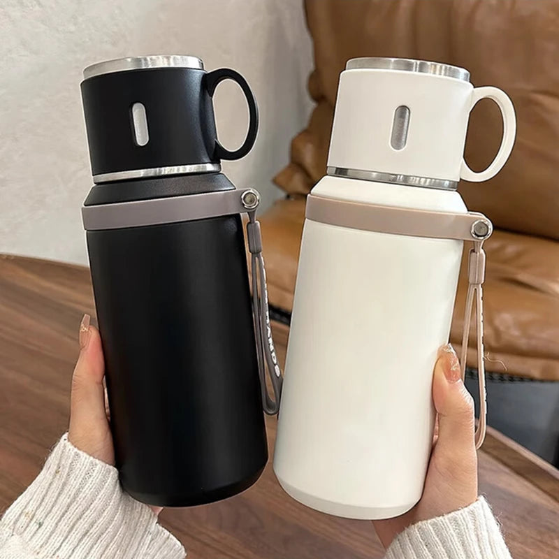 600ml Stainless Steel Travel Coffee Mug Leak-Proof Thermos Bottle for Hot & Cold Drinks
