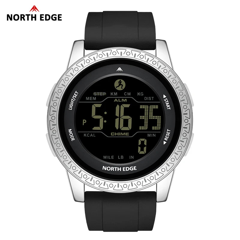 Digital Sport Watch Waterproof 50M Dual Time Men Women Fitness Pedometer Alarm
