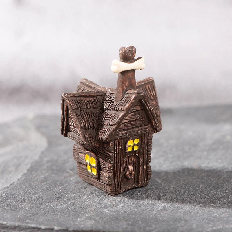 Halloween Micro Landscape Decoration Set - Raven Skull Tombstone Skeleton Ghost Figurines