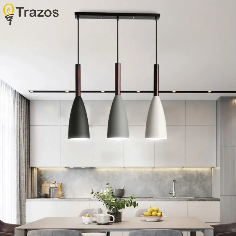 Nordic Style Modern Chandelier for Living Room Bedroom Kitchen Black White Gray