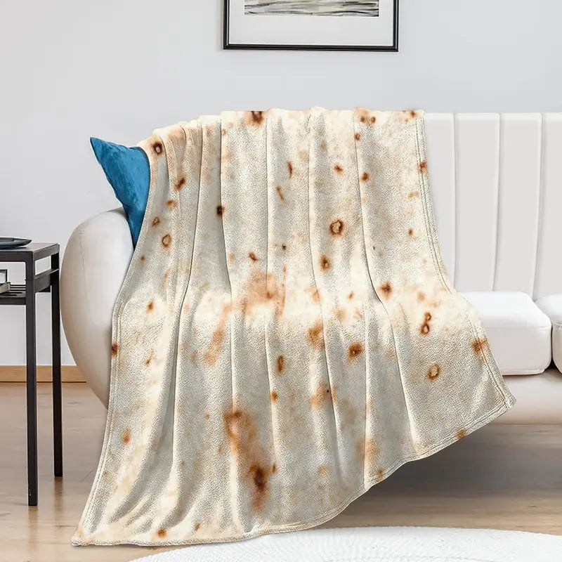 Soft Warm Mexican Tortilla Print Flannel Blanket for Couch Sofa Bed Camping