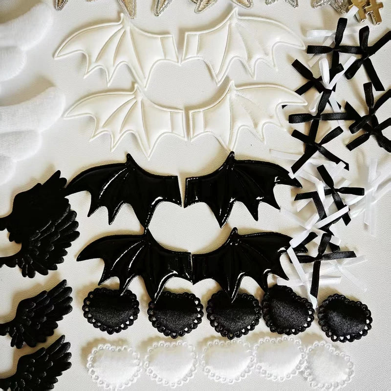 Black and White Material Package with Lace Card & Fan Handmade Accessory Set
