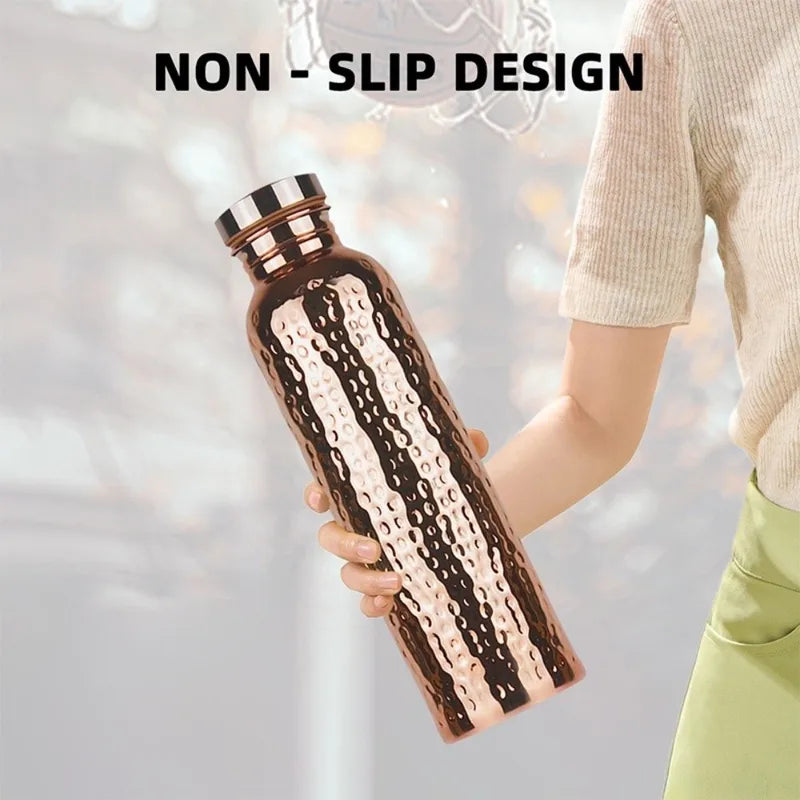 800ML Copper Water Bottle with Anti-Slip Silicone Base Thermal Insulation Leakproof Sports Bottle
