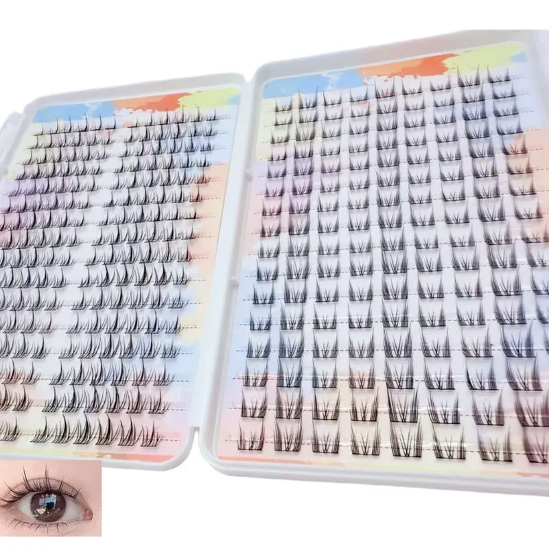 False Eyelash Book 32 Rows Natural Soft Cluster Lashes for Daily Makeup