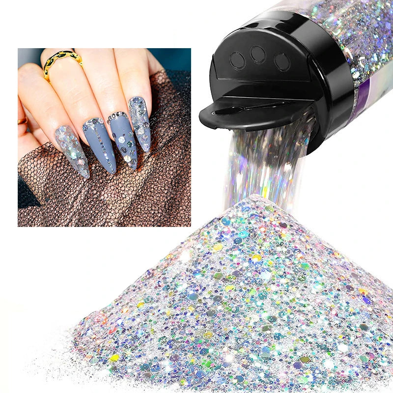 Holographic Chunky Glitter Powder for Crafts & Nail Art - 50g Multi-Color