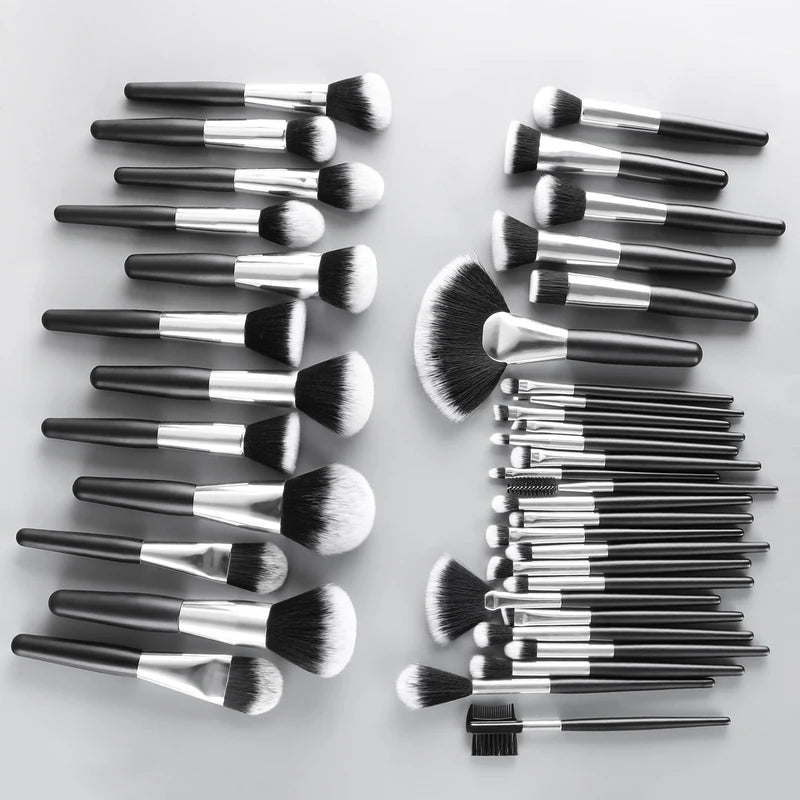 40Pcs Makeup Brush Kit with Travel Bag - Short Handle, Complete Cosmetic Tools