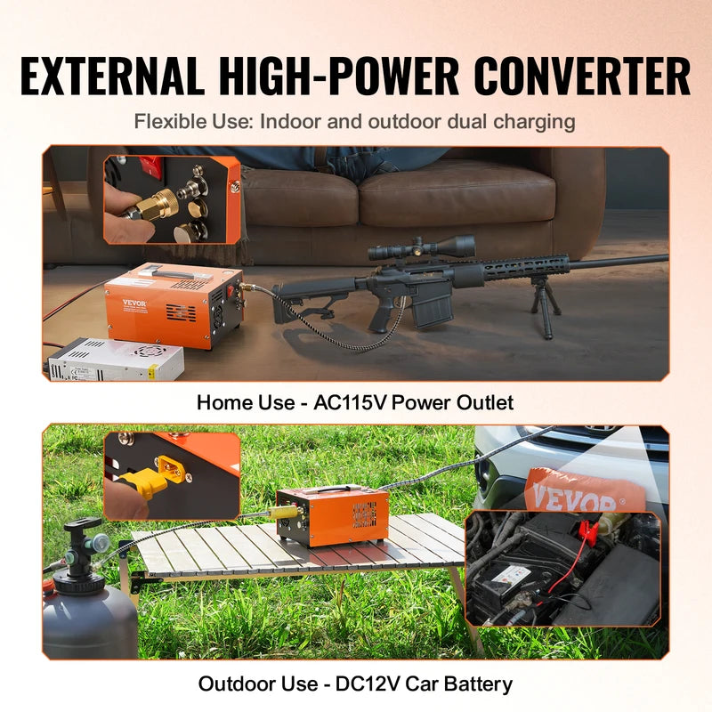 Portable PCP Air Compressor 4500PSI for Airgun Inflation with Dual Power