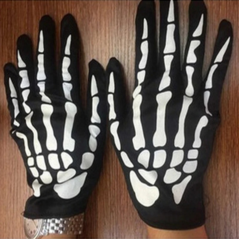 Halloween Claw Gloves Black and White Skull Ghost Costume Props
